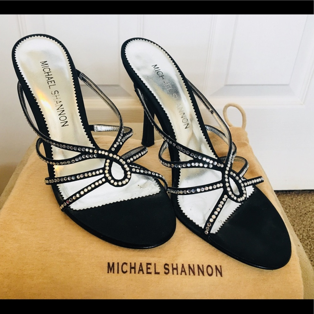 Michael Shannon heels, black w/Rhinestones